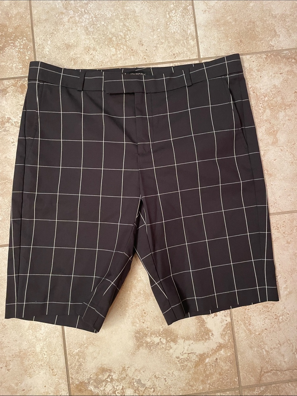 Women’s Black Windowpane Dress Shorts With Pockets